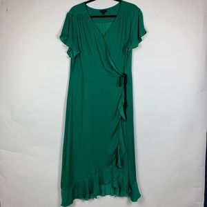 Who What Wear Green Wrap Dress